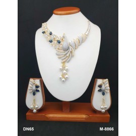 DN65BLGO Bollywood Indian 22K Gold Plated Bollywood Wedding Necklace Earrings Jewelry Set peacock design