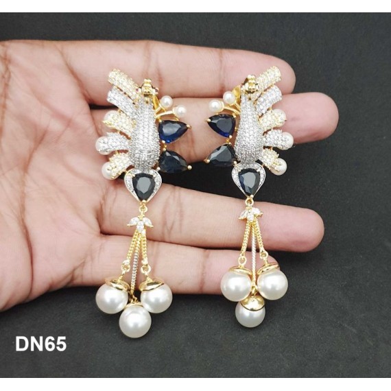 DN65BLGO Bollywood Indian 22K Gold Plated Bollywood Wedding Necklace Earrings Jewelry Set peacock design