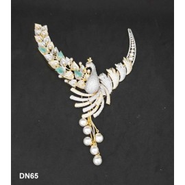 DN65MIGO Bollywood Indian 22K Gold Plated Bollywood Wedding Necklace Earrings Jewelry Set peacock design