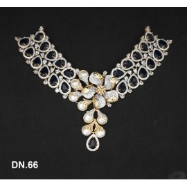 DN66BLGO Indian Bollywood Bridal Set Gold Plated Jewelry Earrings CZ Ethnic AD Necklace