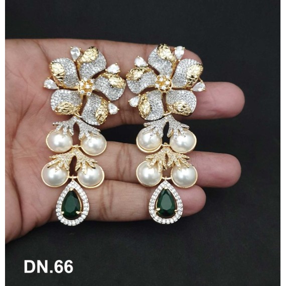 DN66GRGO Indian Bollywood Bridal Set Gold Plated Jewelry Earrings CZ Ethnic AD Necklace