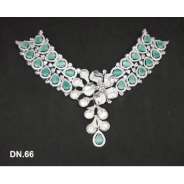 DN66MIRH Indian Bollywood Bridal Set Gold Plated Jewelry Earrings CZ Ethnic AD Necklace