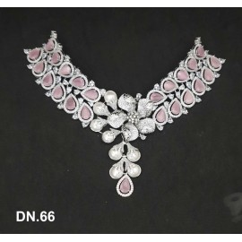 DN66PIRH Indian Bollywood Bridal Set Gold Plated Jewelry Earrings CZ Ethnic AD Necklace