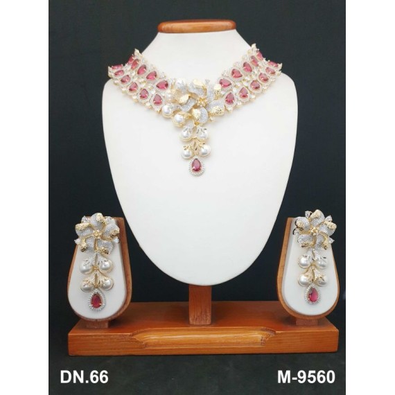 DN66REGO Indian Bollywood Bridal Set Gold Plated Jewelry Earrings CZ Ethnic AD Necklace