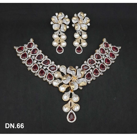 DN66REGO Indian Bollywood Bridal Set Gold Plated Jewelry Earrings CZ Ethnic AD Necklace