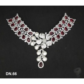 DN66RERH Indian Bollywood Bridal Set Gold Plated Jewelry Earrings CZ Ethnic AD Necklace