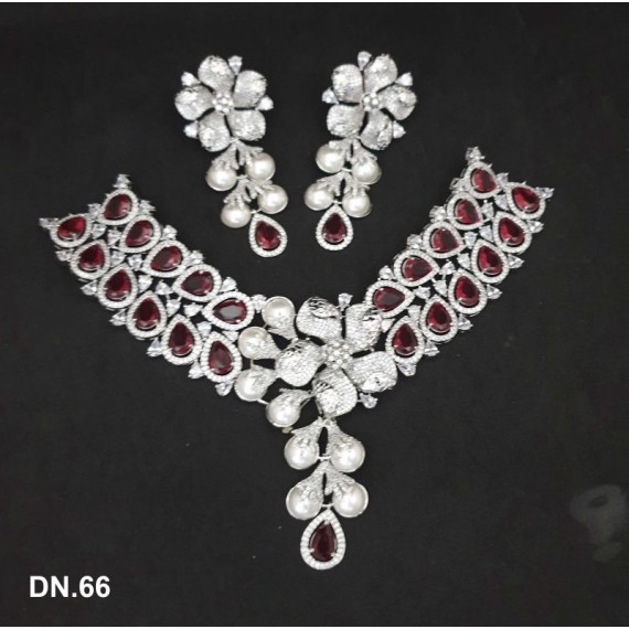 DN66RERH Indian Bollywood Bridal Set Gold Plated Jewelry Earrings CZ Ethnic AD Necklace