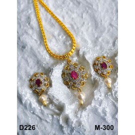 D226REGO Small gold plated brass premium quality fashion ethnic pendent set