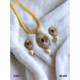 D227BKGO Premium quality fashion ethnic pendent set small gold plated brass