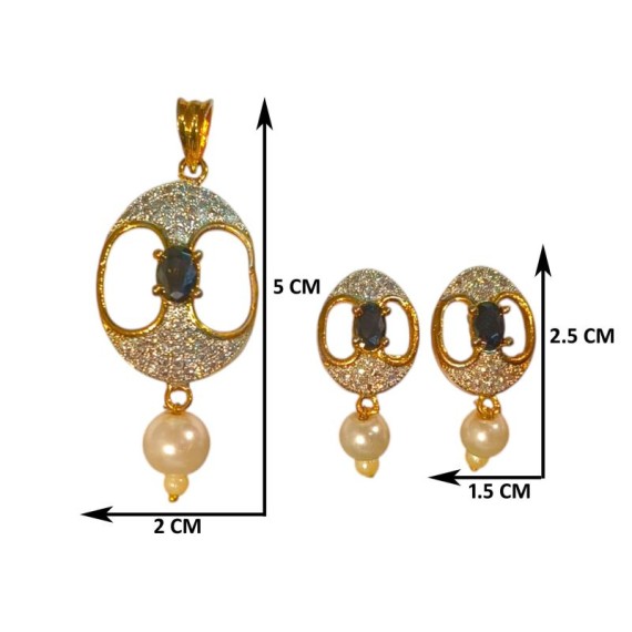 Elegant Oval Pearl Pendant Set – Gold Plated Designer Jewelry D227BKGO