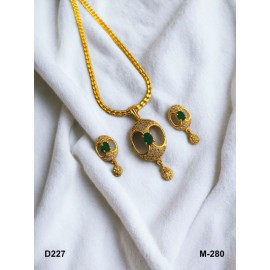 D227GRGO Premium quality fashion ethnic pendent set small gold plated brass