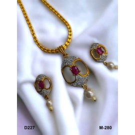 D227REGO Premium quality fashion ethnic pendent set small gold plated brass