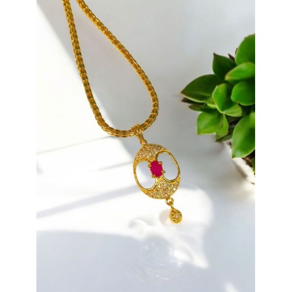 Elegant Oval Pearl Pendant Set – Gold Plated Designer Jewelry D227REWHGO