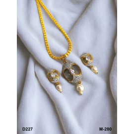 D227WHGO Premium quality fashion ethnic pendent set small gold plated brass