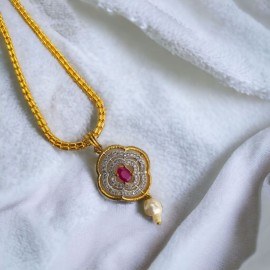 Charming Clover Pendant Set with Pearl Drops | D228REGO
