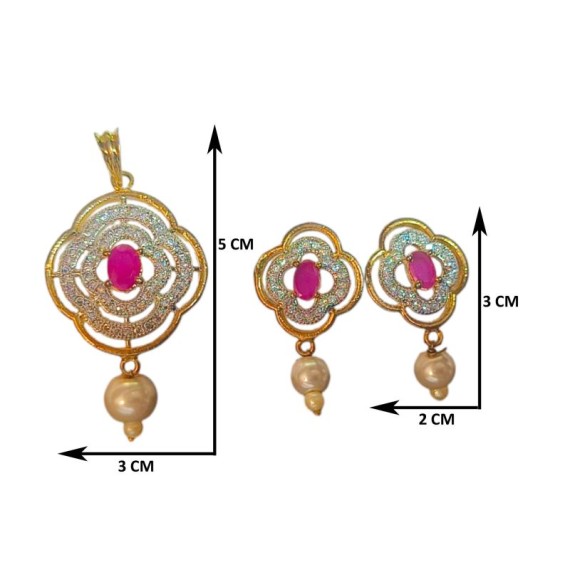 Charming Clover Pendant Set with Pearl Drops | D228REGO