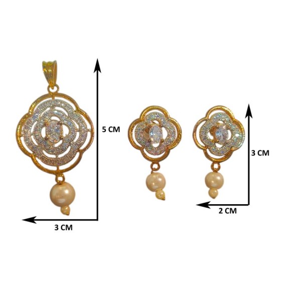 Charming Clover Pendant Set with Pearl Drops | D228WHGO