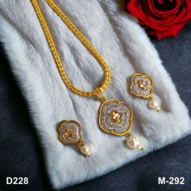 D228YEGO pendent set small gold plated brass Premium quality fashion ethnic chain