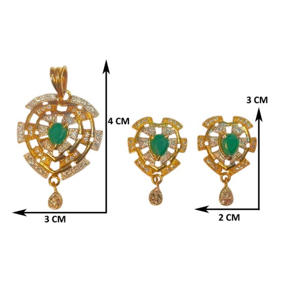Elegant Gold-Plated Pendant Set with Stones | Perfect for Gifting | D380GRGO