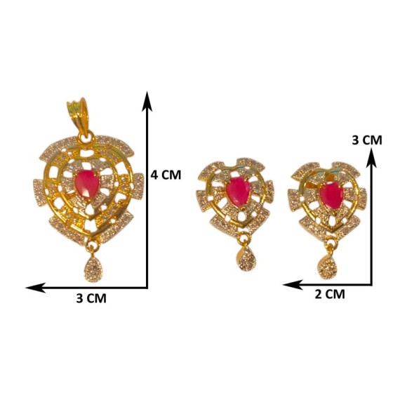 Elegant Gold-Plated Pendant Set with Stones | Perfect for Gifting | D380REGO