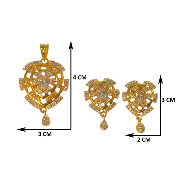Elegant Gold-Plated Pendant Set with Stones | Perfect for Gifting | D380WHGO
