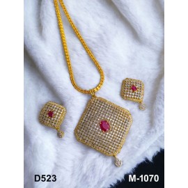 D523REGO Big Size gold plated pendent set brass Premium quality fashion ethnic chain