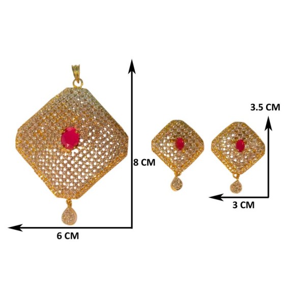 RinGold Dazzling Diamond-Shaped Pendant Set | D523REGO