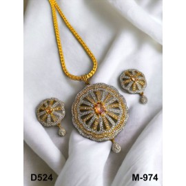 D524YEGO Big size gold plated pendent set brass Premium quality fashion ethnic chain