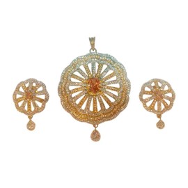 Big size gold plated pendent set brass Premium quality fashion ethnic chain D524YEGO