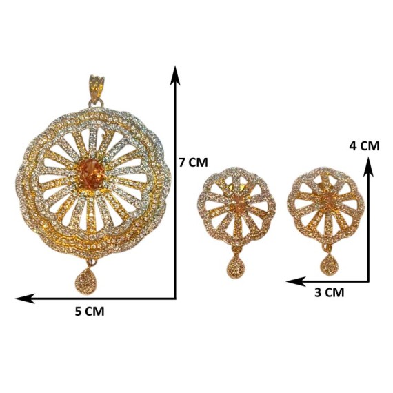 Big size gold plated pendent set brass Premium quality fashion ethnic chain D524YEGO