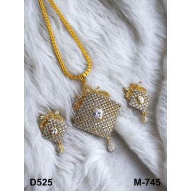 D525WHGO Big Size gold plated pendent set brass Premium quality fashion ethnic chain indian made