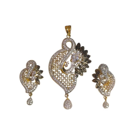 Elegant Peacock Style CZ Pendant Set | Ringold Jewels | D532WHGO