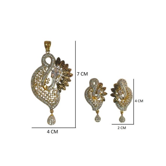 Elegant Peacock Style CZ Pendant Set | Ringold Jewels | D532WHGO