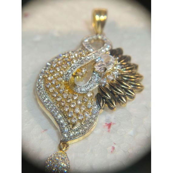 Elegant Peacock Style CZ Pendant Set | Ringold Jewels | D532WHGO