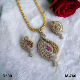 D539REGO Big Size gold plated pendent set brass Premium quality fashion ethnic chain indian made