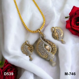 D539YEGO Big Size gold plated pendent set brass Premium quality fashion ethnic chain indian made