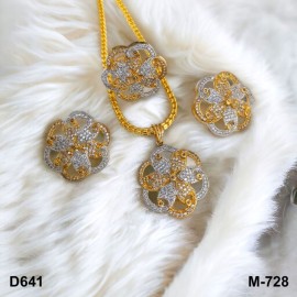 D641YEGO Big Size gold plated ring earring pendent set brass Premium quality fashion ethnic chain indian made