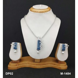 DP02BLRH Designer artificial american diamond gold plated Pendent set