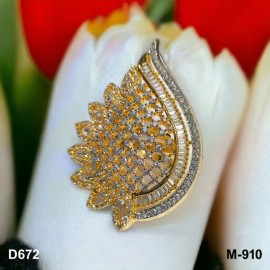D672WHGO Affordable artificial american diamond gold plated Ring