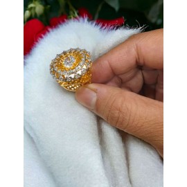 D675WHGO Affordable artificial american diamond gold plated Ring