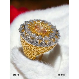 D675YEGO Affordable artificial american diamond gold plated Ring