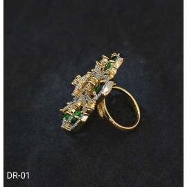 DR01GRGO Affordable wedding fashion artificial american diamond gold plated Ring