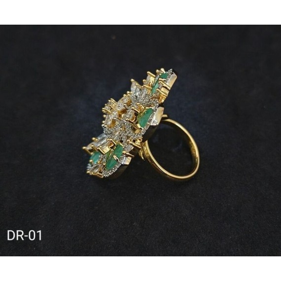 DR01MIGO Affordable wedding fashion artificial american diamond gold plated Ring