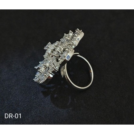 DR01WHRH Affordable wedding fashion artificial american diamond gold plated Ring