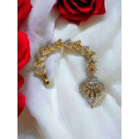 Gold Plated American Diamond Studded Heart Shaped Forehead Mang Tikka for Women | D482WHGO
