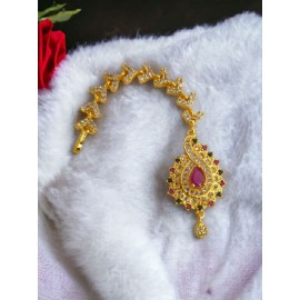 Affordable  CZ AD gold plated maang tikka artificial D554REGO