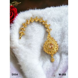 D554YEGO CZ AD gold plated mang tikka Affordable artificial