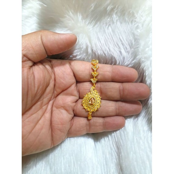 D554YEGO CZ AD gold plated mang tikka Affordable artificial