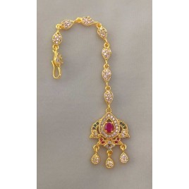 Bridal CZ Maang Tikka for Women | Gold-Plated Brass Forehead Jewelry | D744REGO