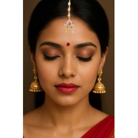 Bridal CZ Maang Tikka for Women | Gold-Plated Brass Forehead Jewelry | D744REGO